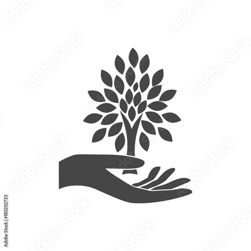 Hand with a tree symbol - Illustration 