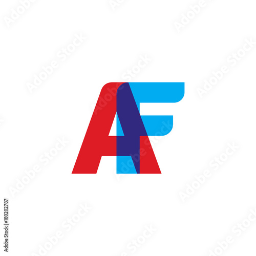 Initial letter AF, overlapping transparent uppercase logo, modern red blue color