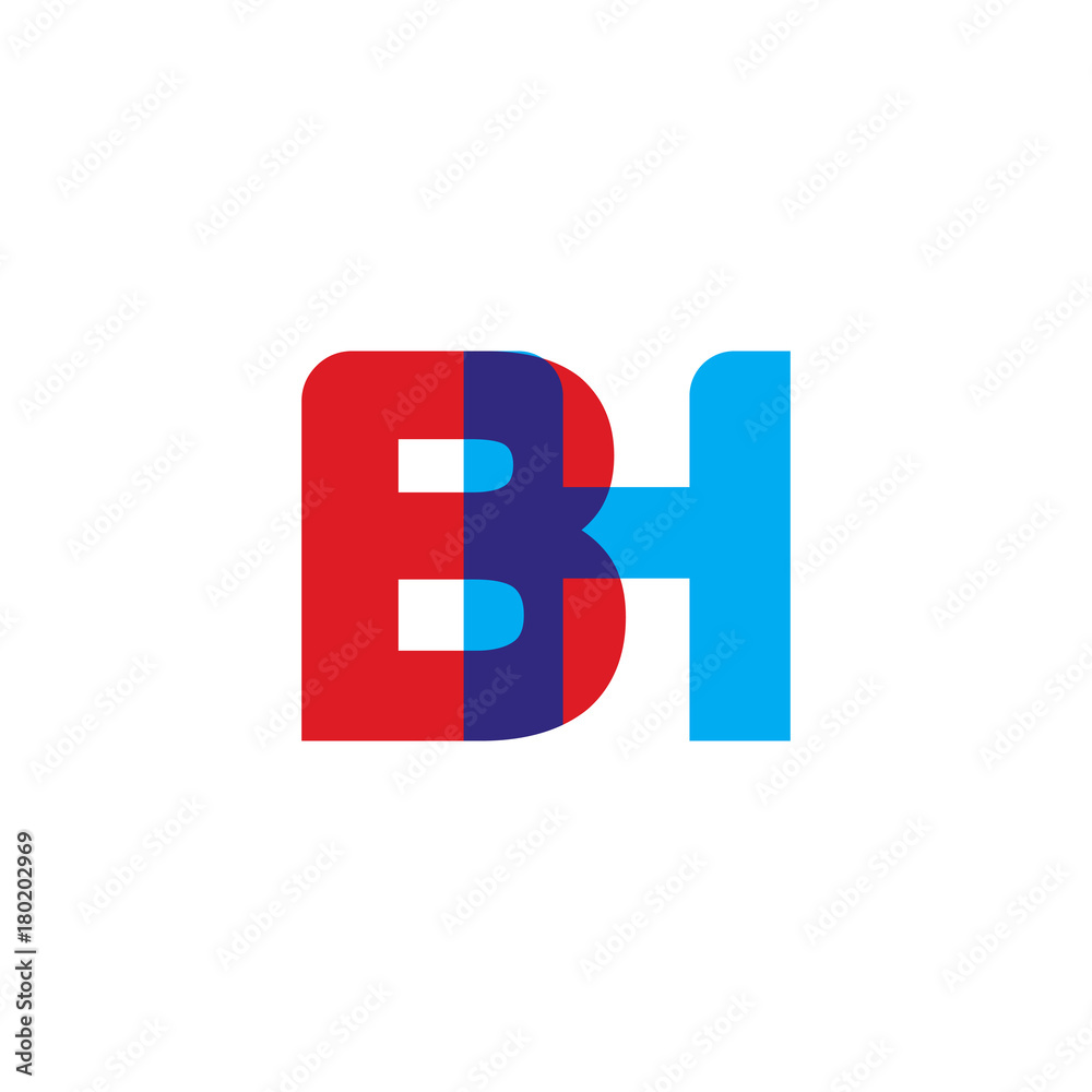 Initial letter BH, overlapping transparent uppercase logo, modern red blue color Initial letter BH, overlapping transparent uppercase logo, modern red blue color