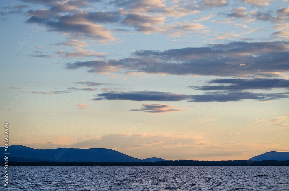 Lake Verkhnee (Northern Russia) by sunset