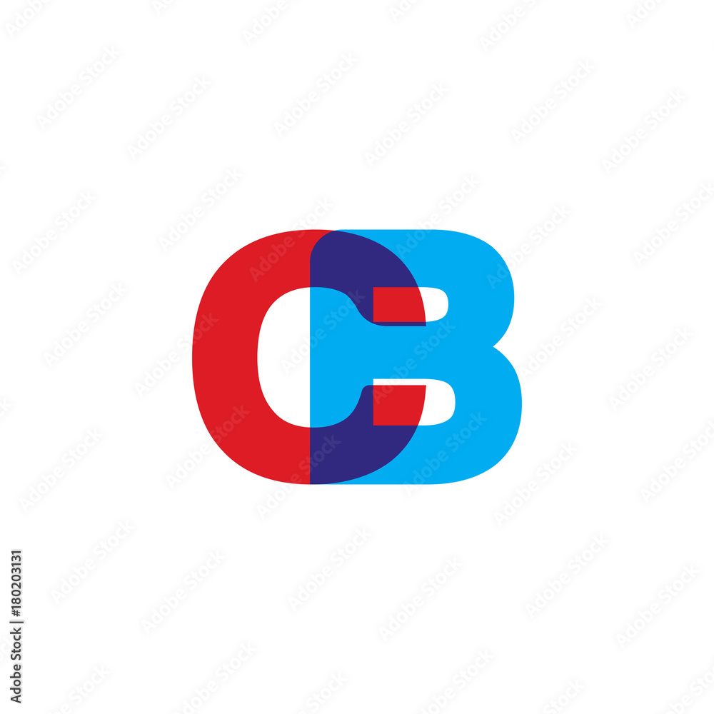 Initial letter CB, overlapping transparent uppercase logo, modern red blue color Initial letter CB, overlapping transparent uppercase logo, modern red blue color