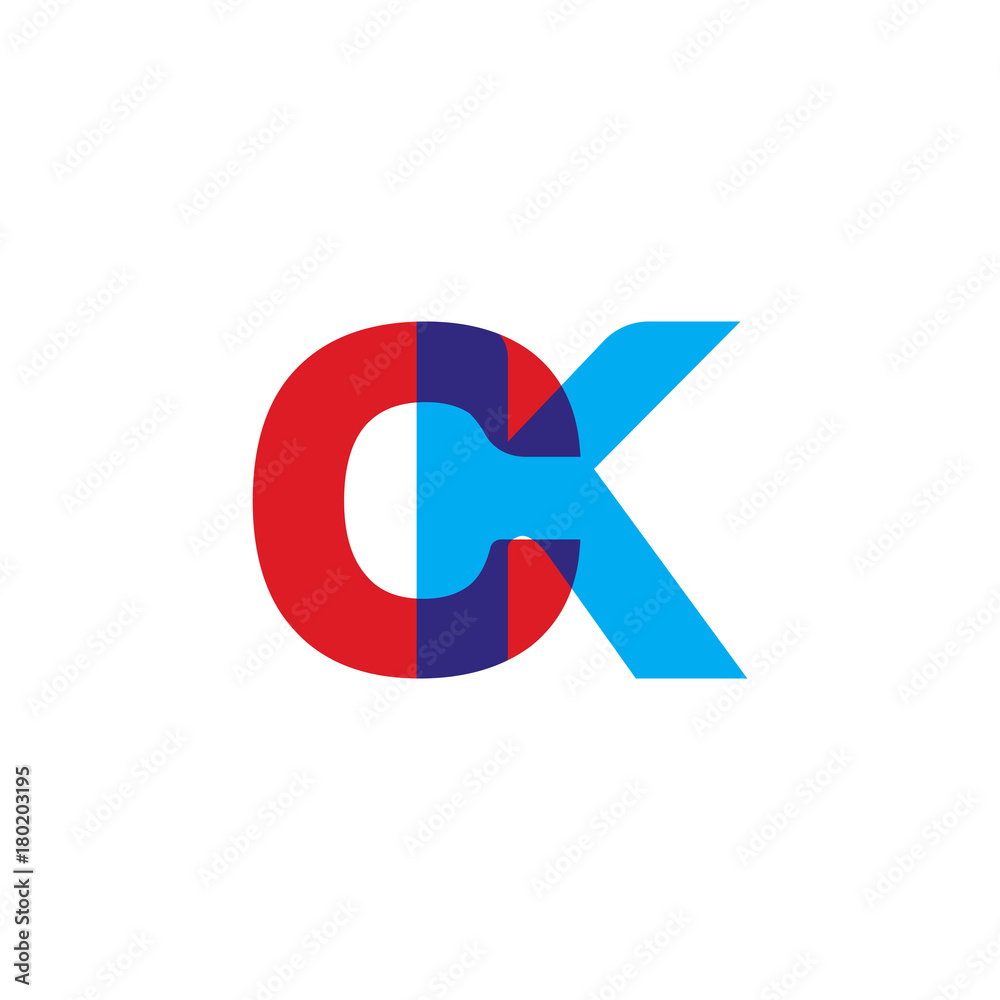 Fototapeta premium Initial letter CK, overlapping transparent uppercase logo, modern red blue color