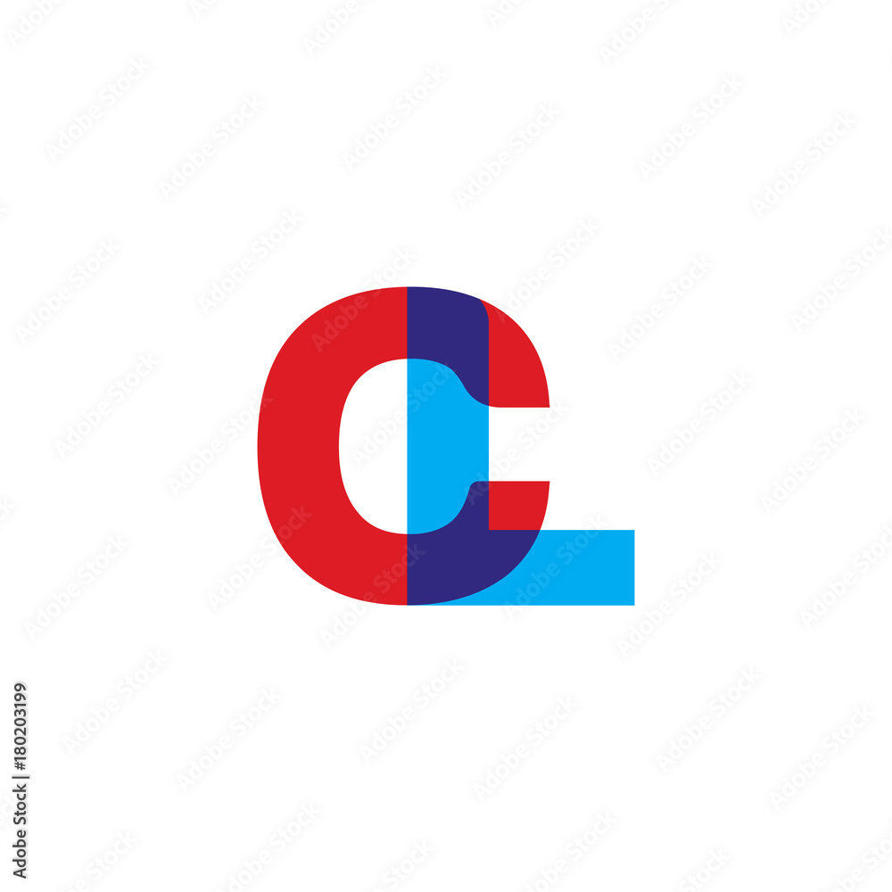 Initial letter CL, overlapping transparent uppercase logo, modern red blue color Initial letter CL, overlapping transparent uppercase logo, modern red blue color