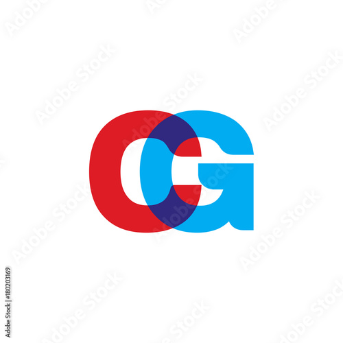 Initial letter CG, overlapping transparent uppercase logo, modern red blue color