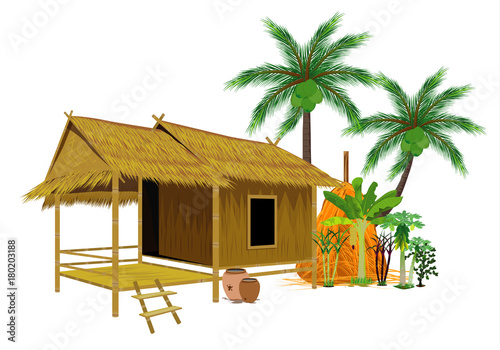 straw hut vector design