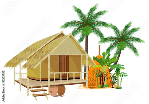 straw hut vector design
