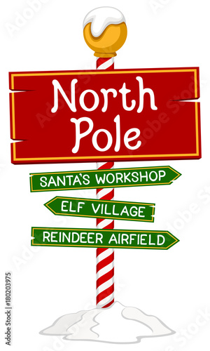Vector illustration of a holiday sign for the North Pole.