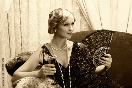 Quadro su tela Sepia twenties cocktail