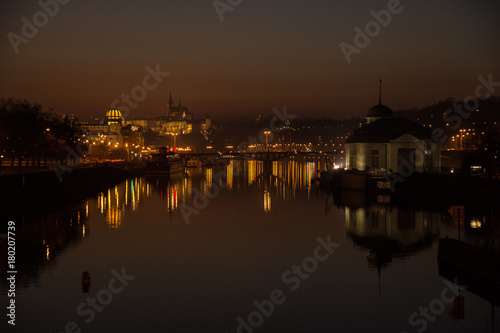 Prague at night, Vltava river