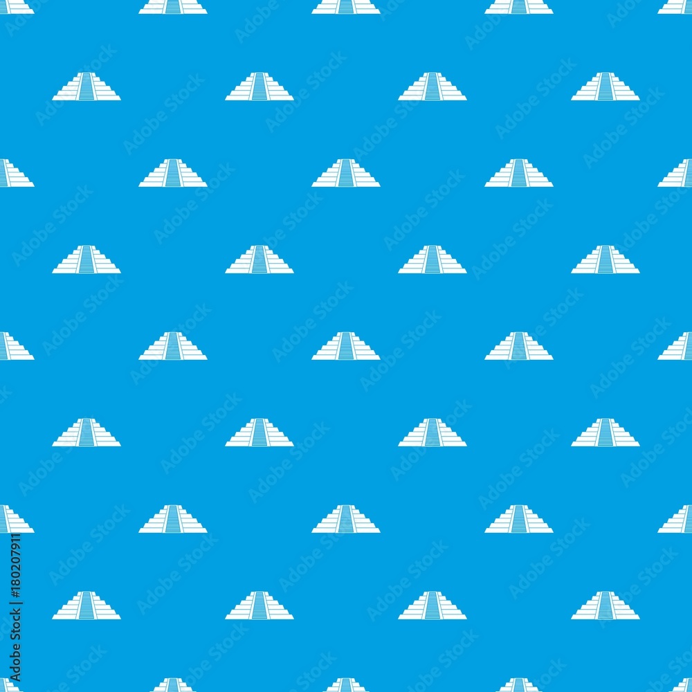 Obraz premium Ziggurat in Chichen Itza pattern seamless blue