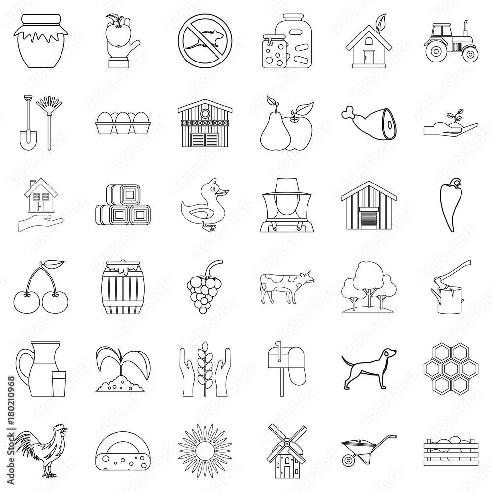 Housekeeping icons set, outline style Housekeeping icons set, outline style
