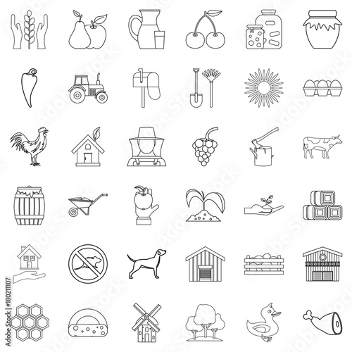Housecraft icons set, outline style