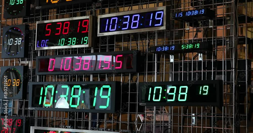 Digital electronic clocks timers busy conference trade business