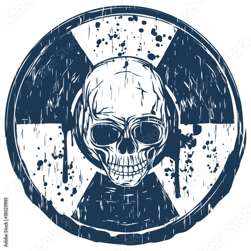 blue round skull stamp