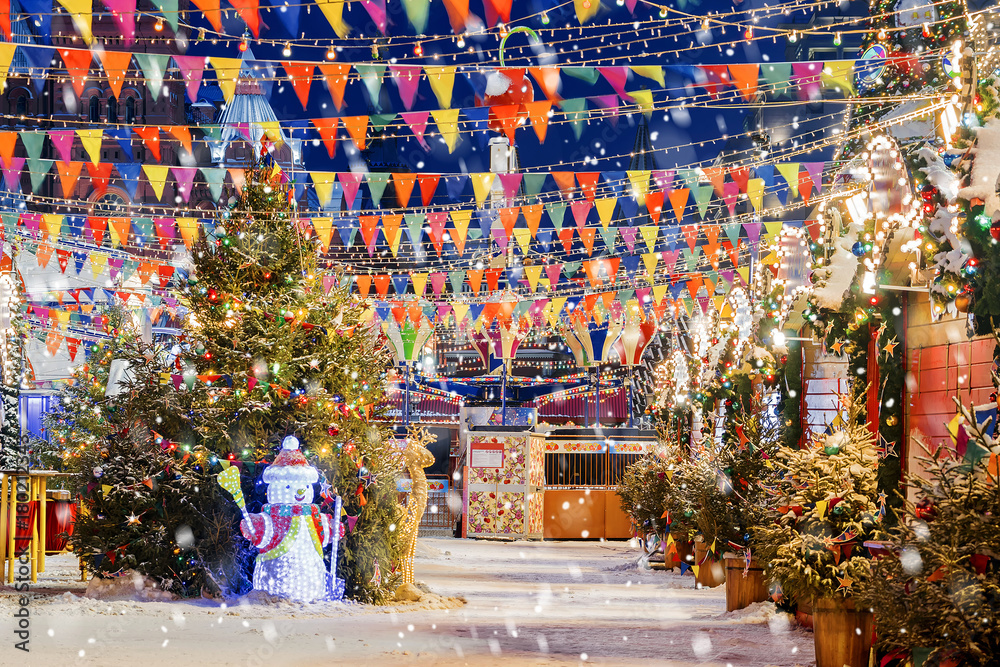 Christmas in Moscow. Festively decorated Red Square in Moscow