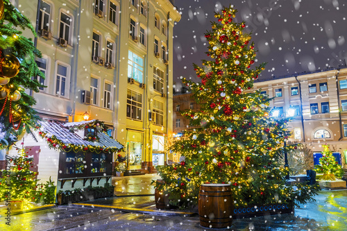 Christmas in Moscow. Festively decorated for the New Year streets of the old Moscow