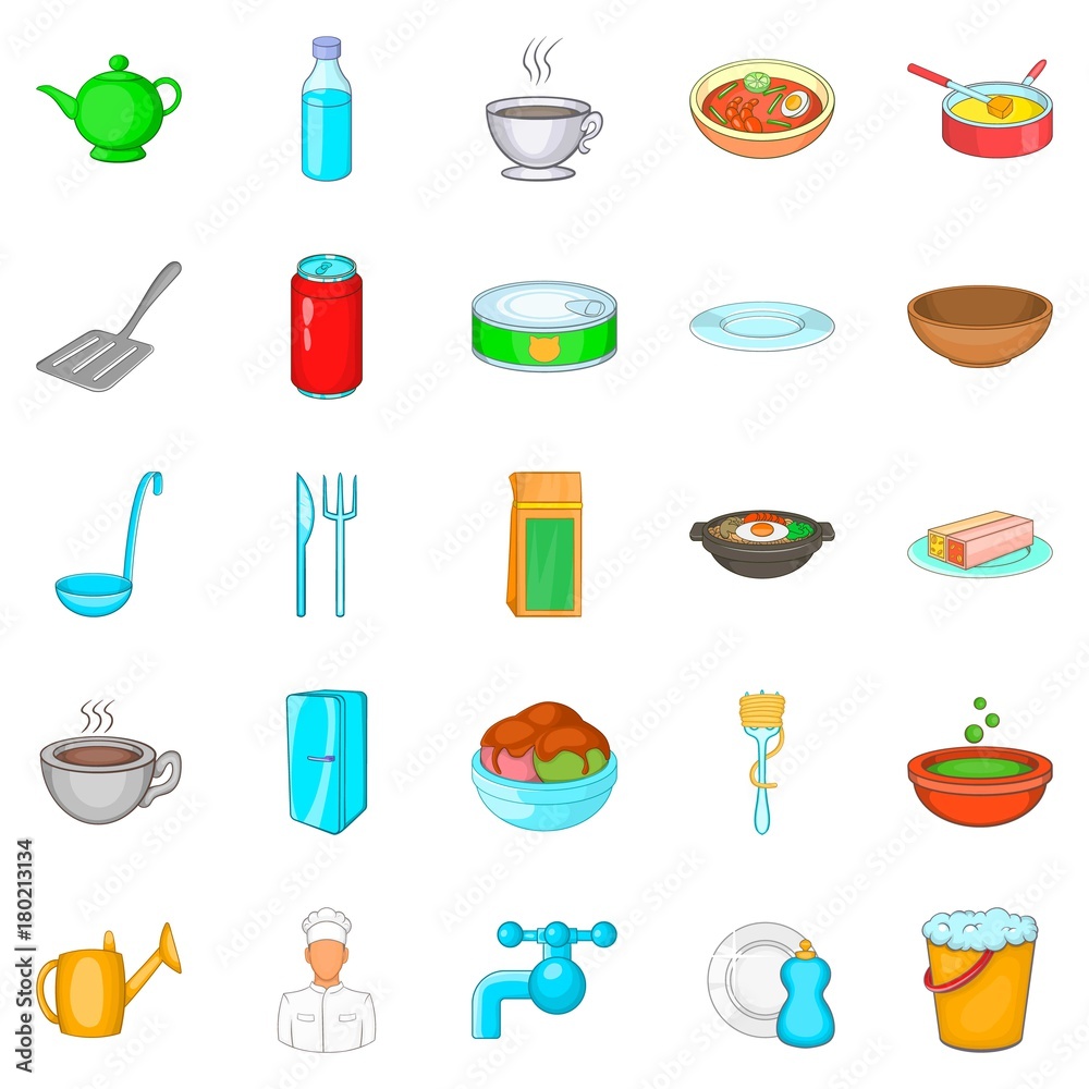 Cuisine icons set, cartoon style Cuisine icons set, cartoon style