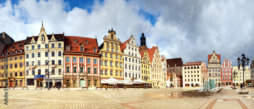 Panoramic image of Market Square in Wroclaw, Poland, Europe