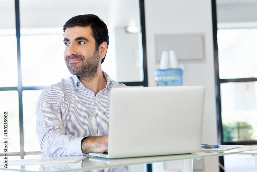 Handsome businessman working at computer Handsome businessman working at computer