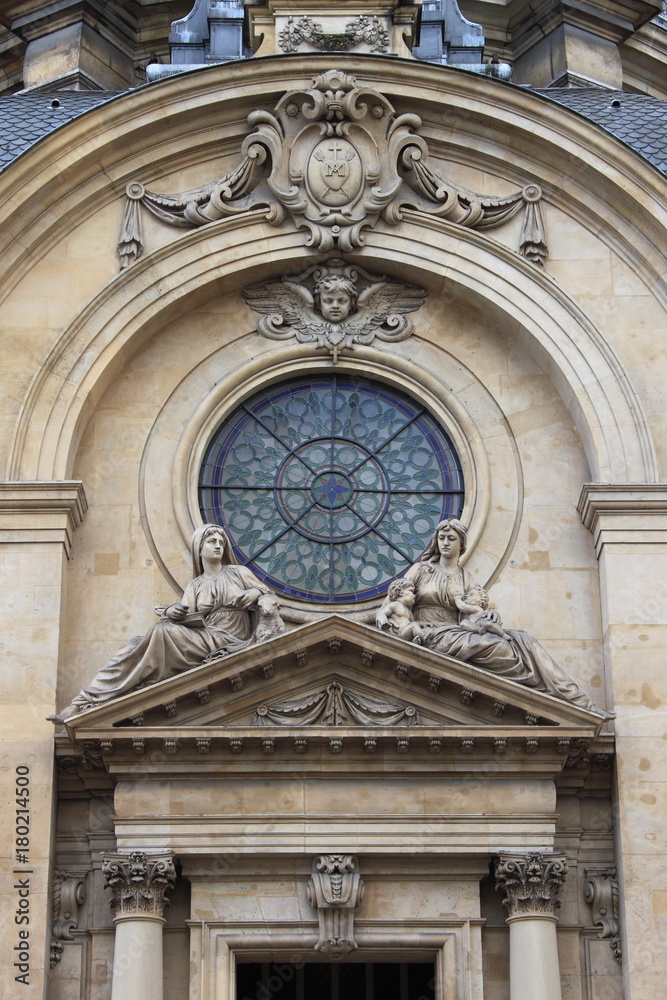 Facade of a renaissance building in Paris, France