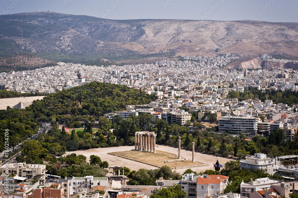 A viev of Olimpion Zews temple from Akropolis 