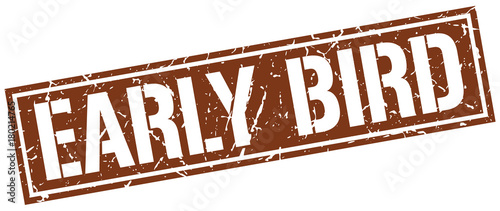 early bird square grunge stamp