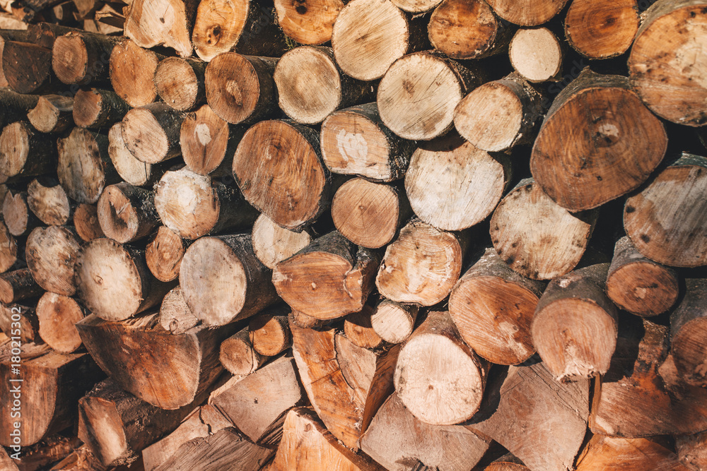 Firewood for the winter, stacks of firewood Firewood for the winter, stacks of firewood