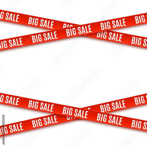 Big sale red banners. Ribbons isolated on white background.
