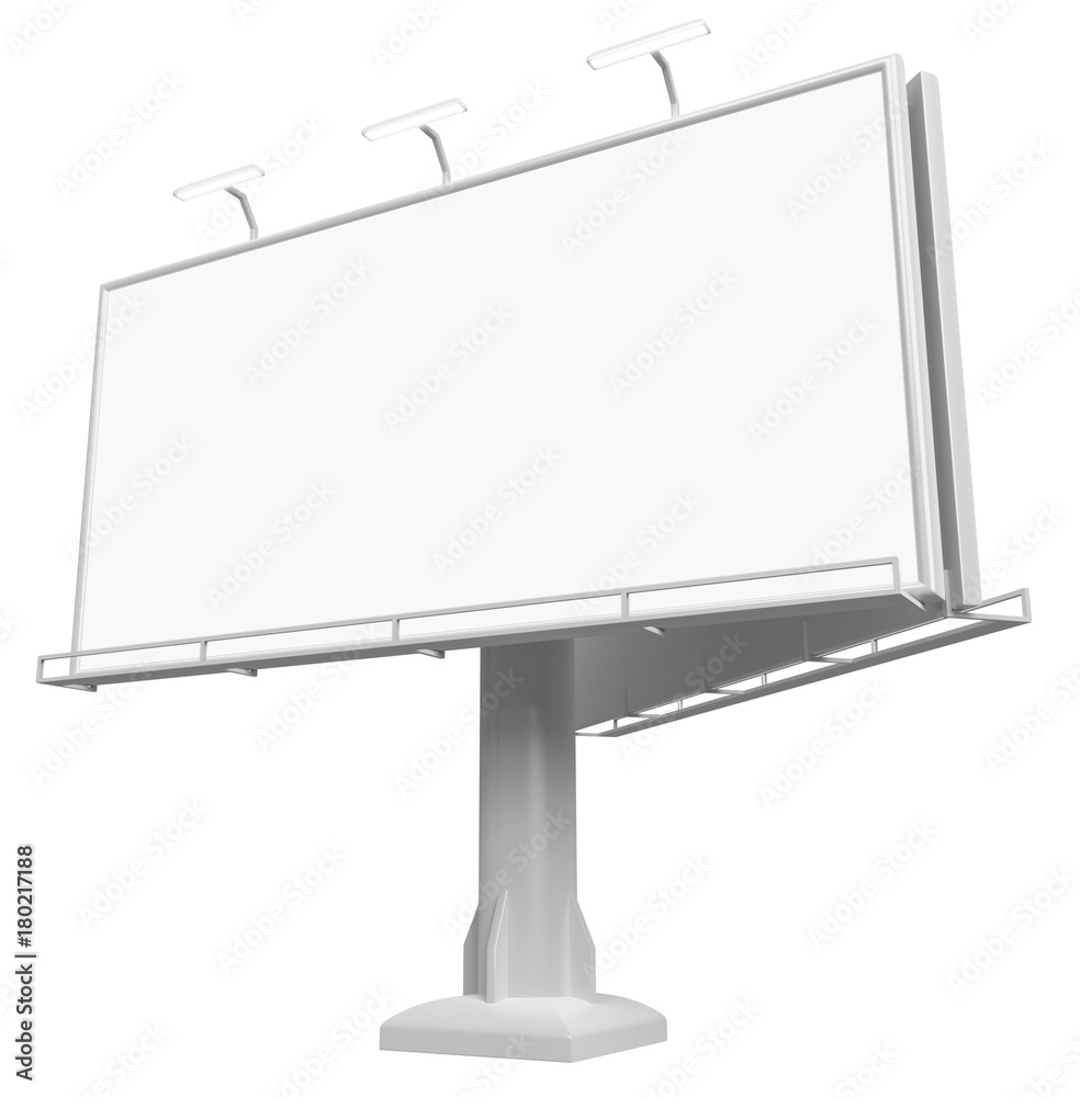 Obraz premium 3D rendering of blank billboard (empty advertisement) isolated on white background
