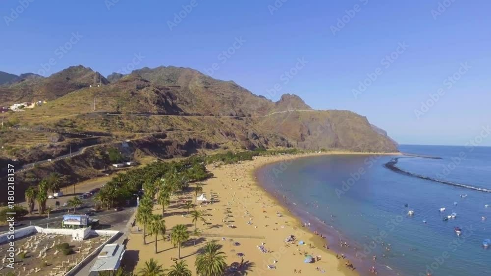 Aerial view of Las Teresitas Beach in Tenerife, Spain. Aerial view of Las Teresitas Beach in Tenerife, Spain.