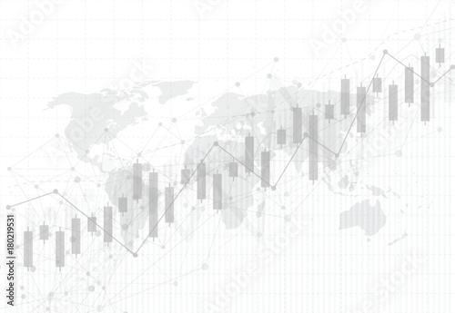 Business candle stick graph chart of stock market investment trading on dark background design. Bullish point, Trend of graph. Vector illustration