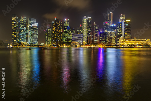Night view of Singapore city skyline in Singapore