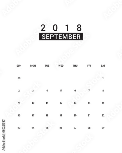 September 2018 desk calendar vector illustration