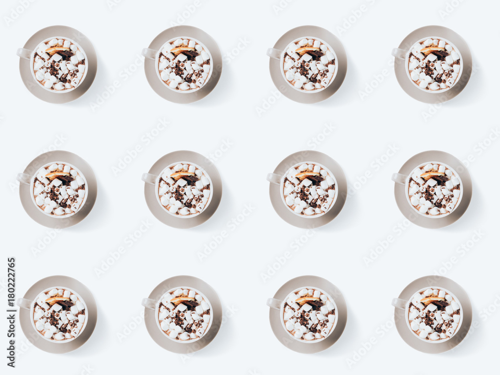 pattern with cacao with marshmallows