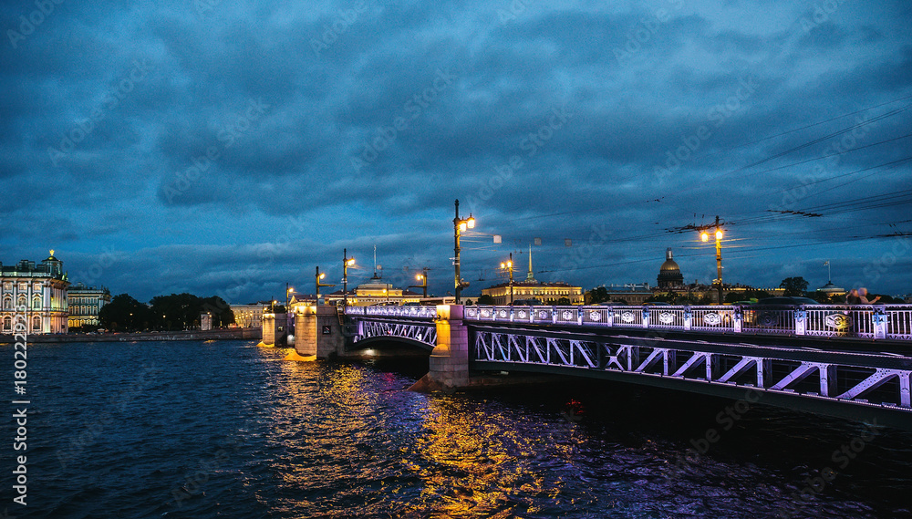 The Palace Bridge - drawbridge across the Neva River in St. Petersburg