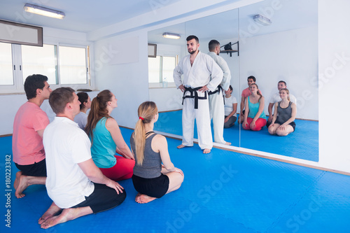 Adults at karate class