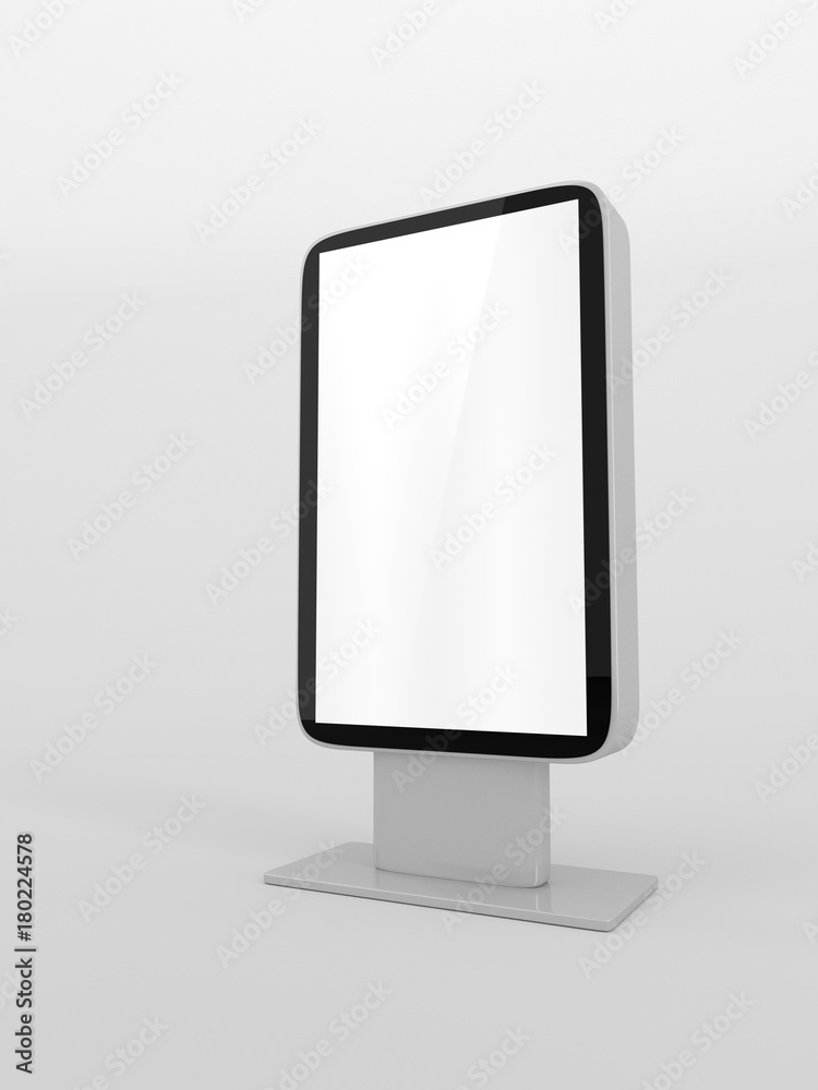 Outdoor Advertising Stand Display (empty banner lightbox) - mockup template isolated on white. 3D rendering Outdoor Advertising Stand Display (empty banner lightbox) - mockup template isolated on white. 3D rendering