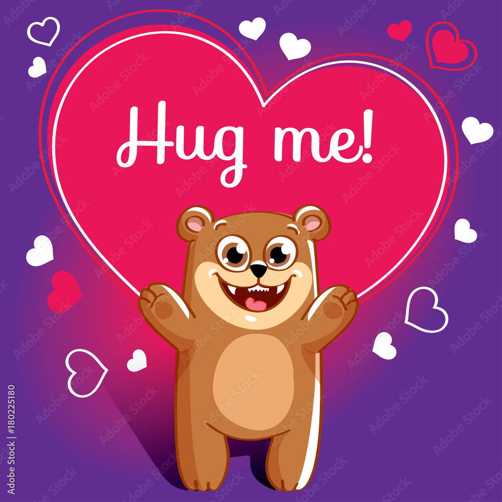 Obraz premium Cartoon bear ready for a hugging