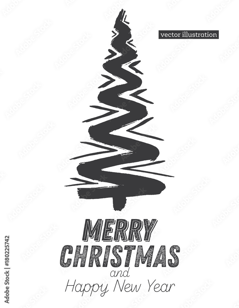 Christmas Tree Sketch Isolated on White Background. Christmas Tree Sketch Isolated on White Background.