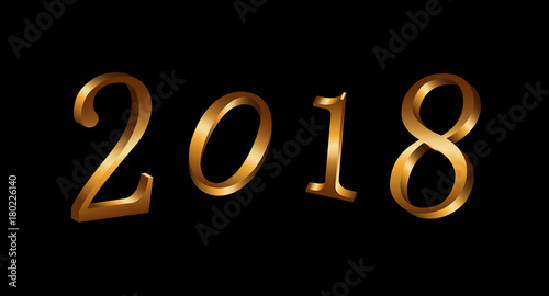 Happy New Year golden numbers. Gold numbers 2018 on black background. Christmas and New Year design. Symbol of holiday, celebration. Luxury golden texture. Vector illustration