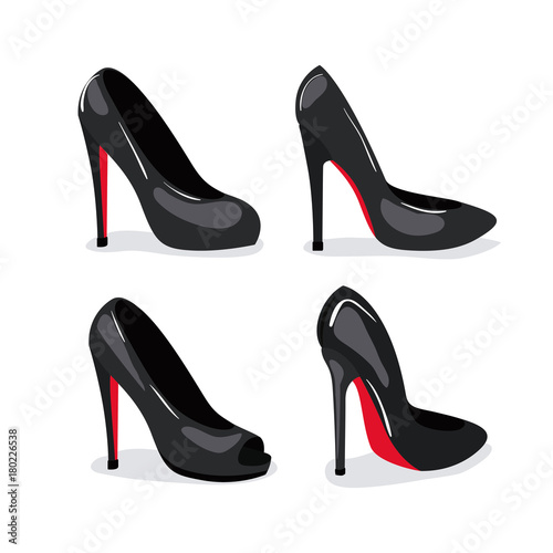 heeled shoes realistic in color on white background
