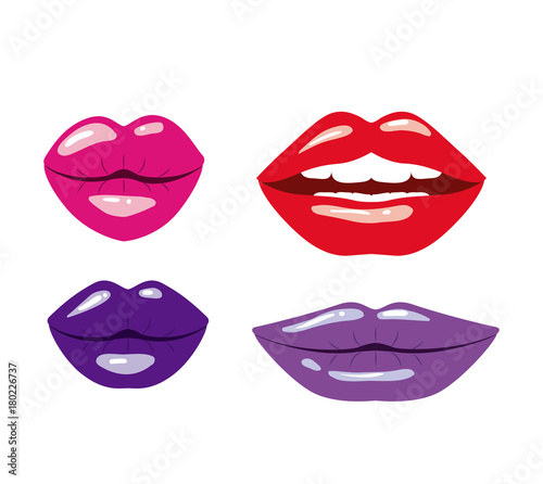 Wallpaper Mural realistic lips in several colors on white background Torontodigital.ca