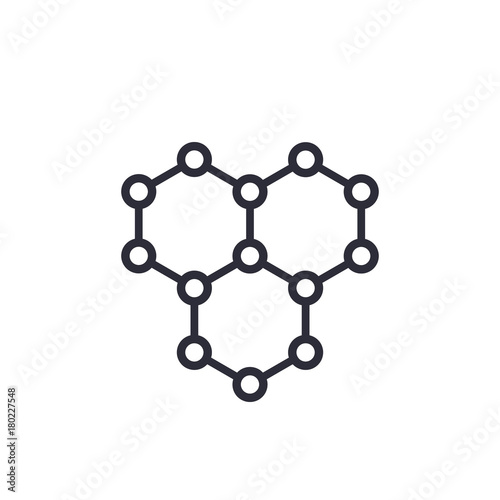 graphene, atomic carbon structure vector icon on white