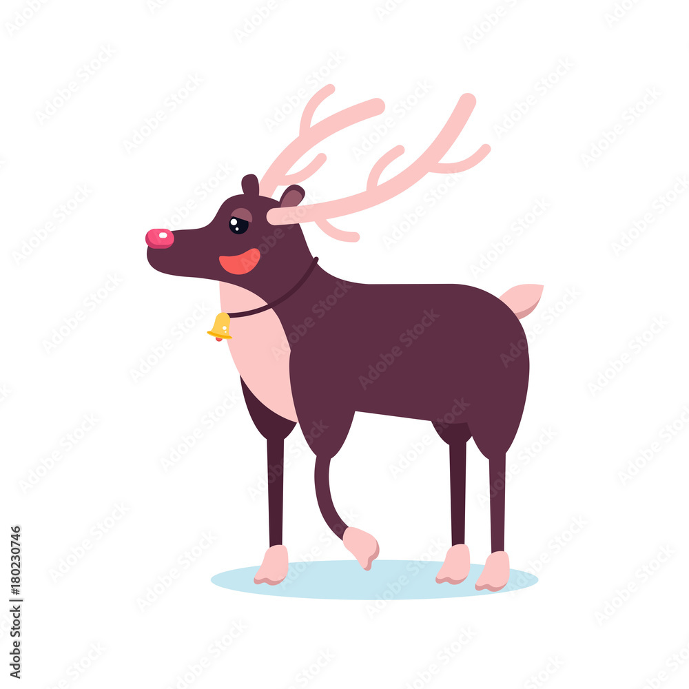 Happy smiling christmas deer cartoon character smiling with raising hoof. Cheerful positive xmas reindeer. Santa caribou vector icon illustration. Holiday elk symbol. Happy smiling christmas deer cartoon character smiling with raising hoof. Cheerful positive xmas reindeer. Santa caribou vector icon illustration. Holiday elk symbol.