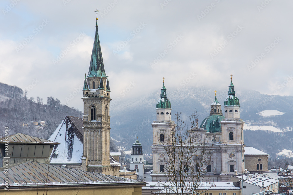 The Cathedral of Salzburg in the winter, Austria