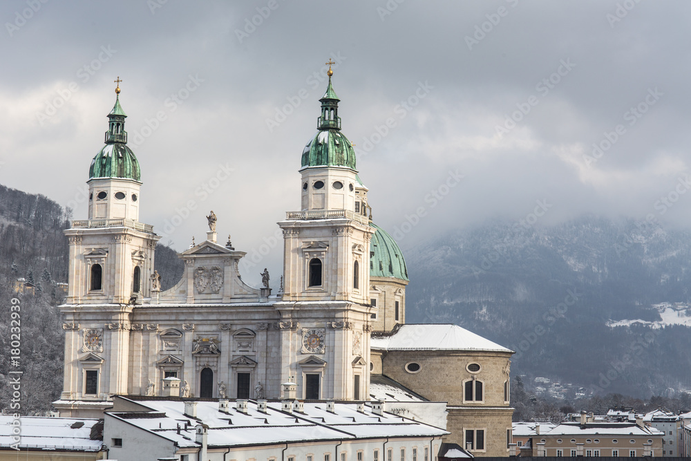 The Salzburg Cathedral in the winter, Austria