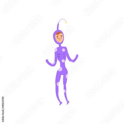 Freak man character in funny alien costume, freaky masquerade or carnival clothes, cartoon vector Illustration