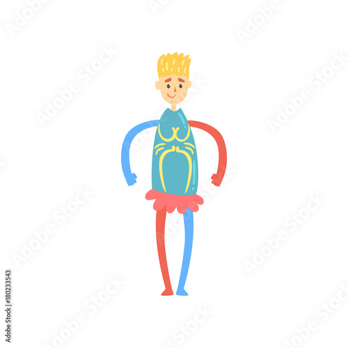 Freak man character in funny masquerade costume, freaky carnival costume, creative party in crazy style cartoon vector Illustration