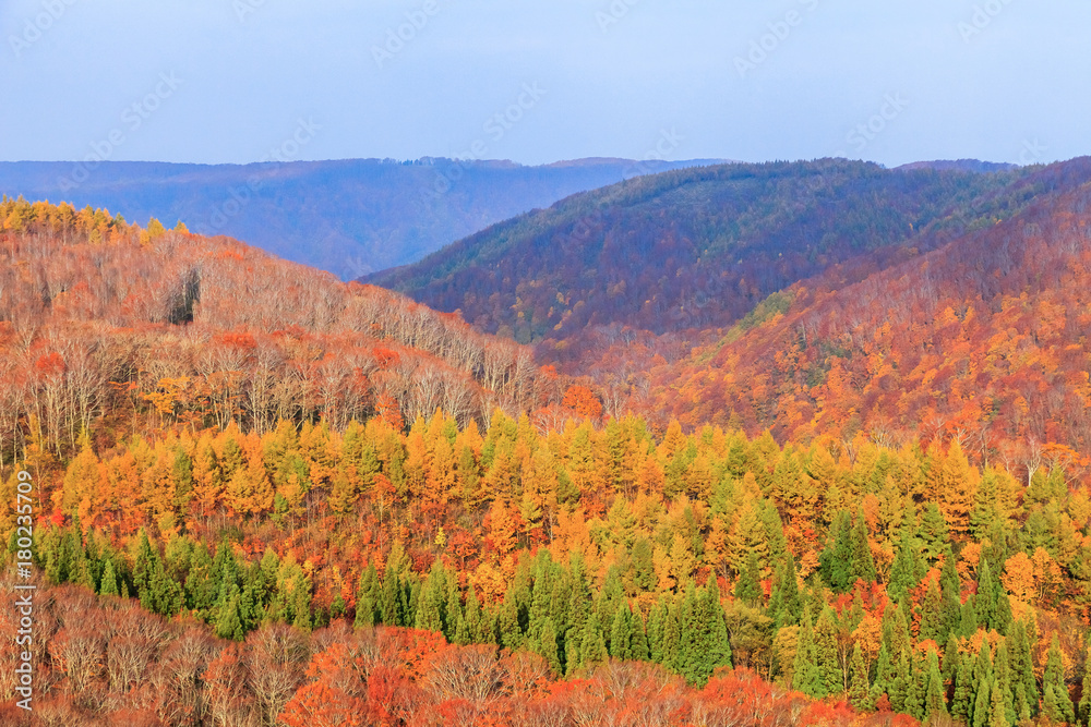 View mountain of Jogakura Gorge in Autumn season, Aomori, Japan