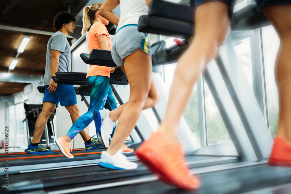 Picture of people running on treadmill in gym Picture of people running on treadmill in gym